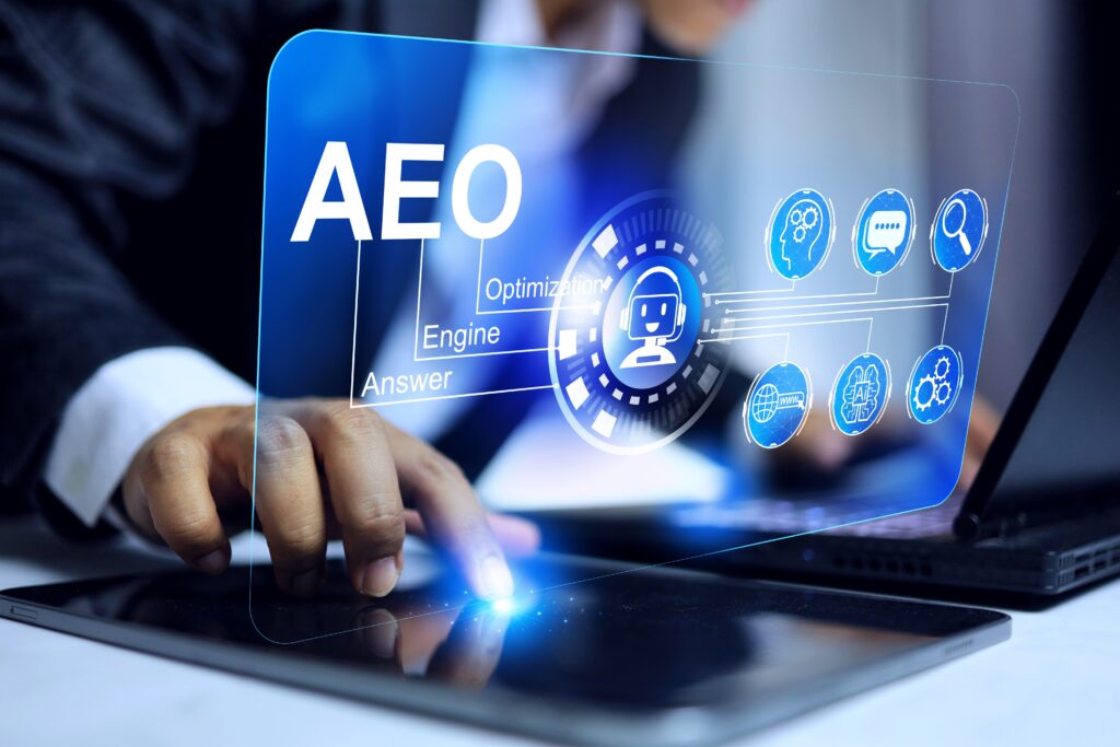 What is answer engine optimization shown through an AI assistant answer